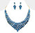 Glamarize Marquise Stone Cluster Embellished Collar Necklace Blue