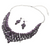 Glamarize Marquise Stone Cluster Embellished Collar Necklace Purple