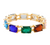 In Elegance Emerald Cut Stone Stretch Bracelet - Multi
