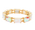 In Elegance Emerald Cut Stone Stretch Bracelet - White