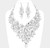 Gala Glamour Marquise Stone Cluster Leaf Evening Necklace - Rhodium