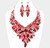 Gala Glamour Marquise Stone Cluster Leaf Evening Necklace  - Red