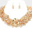 Floral Grace Metal Flower Accented Beaded Collar Necklace - Gold