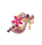 Stiletto Sparkle Rhinestone Flower High Heel Stretch Ring -  Fuchsia