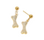 Glam Sparkle Stone Paved Dog Bone Earrings - Gold