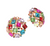 Deco Dream Square Stone Cluster Dome Clip On Earrings - Multi