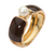 Glam Majesty Bold Central Pearl Accent Wide Enamel Hinged Bangle Bracelet - Brown/Gold