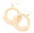 Golden Drift Faceted Bead Wrapped Open Wood Circle Earrings - Ivory