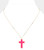 Heavenly Druzy Cross Pendant Necklace - Neon Fuchsia