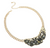 Wild Glam Animal Printed Fur Sparkly Stone Bib Necklace - Black/Gold