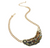 Wild Glam Animal Printed Fur Sparkly Stone Bib Necklace - Brown/Gold