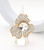 Petal Sparkle Round Stone Rhinestone Paved Flower Stretch Ring - Gold