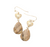 Heartful Natural Metal Heart Teardrop Stone Link Earrings - Brown