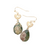 Heartful Natural Metal Heart Teardrop Stone Link Earrings - Green/Beige