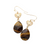 Heartful Natural Metal Heart Teardrop Stone Link Earrings - Dark Brown