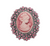 Victorian Sparkle Rhinestone Paved Embellished Cameo Brooch - Pink