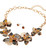 Petal Fusion Stone Accent Resin Metal Floral Link Necklace - Leopard/Gold