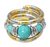 Bold Chic Chunky Beads Accent Wrapped Coil Bracelet - Turquoise