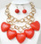 Wildwood Layered Chunky Wooden Heart Charm Necklace - Red