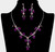 Everly Vine Rhinestone Embellished Rose Flower Cluster Necklace - Purple