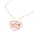 Love You Stone Paved Heart Pearl Necklace - Pink