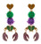 Party Time Glittered Enamel Pom Pom Mardi Gras Crawfish Earrings -Multi