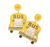 Back To School Seed Bead Embellished School Bus Earrings - Yellow