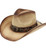 Sierra Sol Boho Oval Stone Accent Ornate Faux Leather Band Distressed Cowboy Hat - Beige