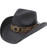 Sierra Sol Boho Oval Stone Accent Ornate Faux Leather Band Distressed Cowboy Hat - Black