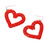 Beaded Heart Seed Beaded Earrings - Red