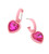 Be Mine Heart Stone Charm Drop Earring - Fuchsia