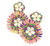 Floral Flair Mardi Gras Flower Pointed Seed Beaded Earrings - Multi