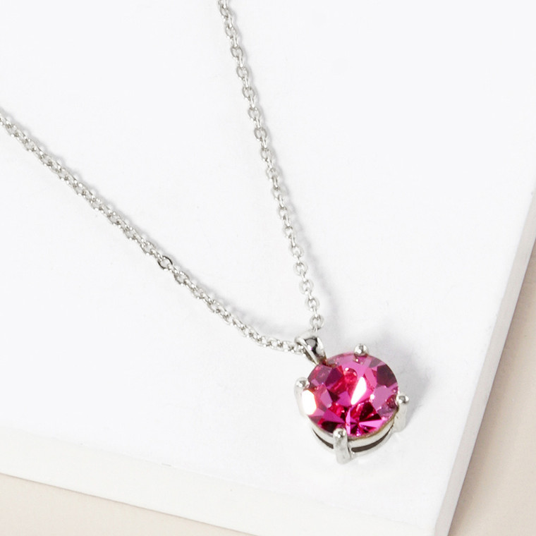 Forever Me October - Birthstone Pendant Necklace - Pink Tourmaline