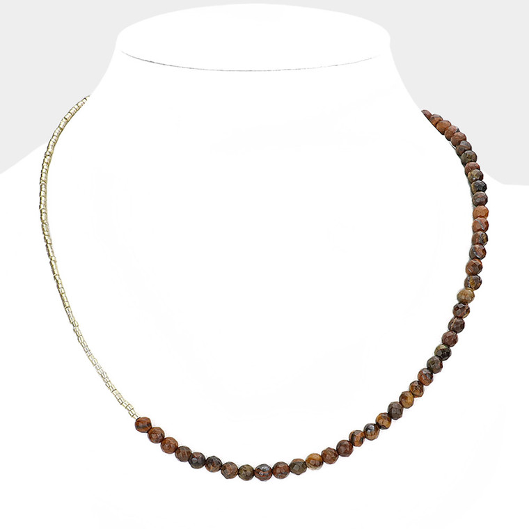 Boho Bliss Beaded Necklace - Brown