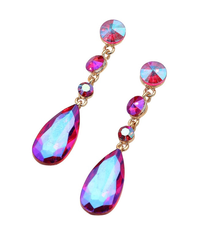 Crystal Dangle Elegant Multi Faceted Statement Earrings