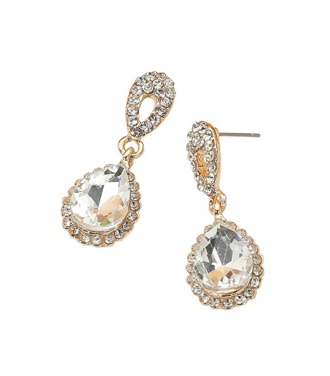 Timeless Delight Teardrop Earrings Clear Gold