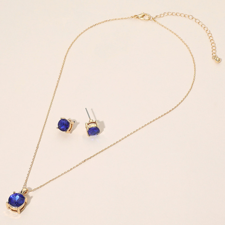 SEPTEMBER - Gold Dipped Birthstone Pendant Necklace - Sapphire