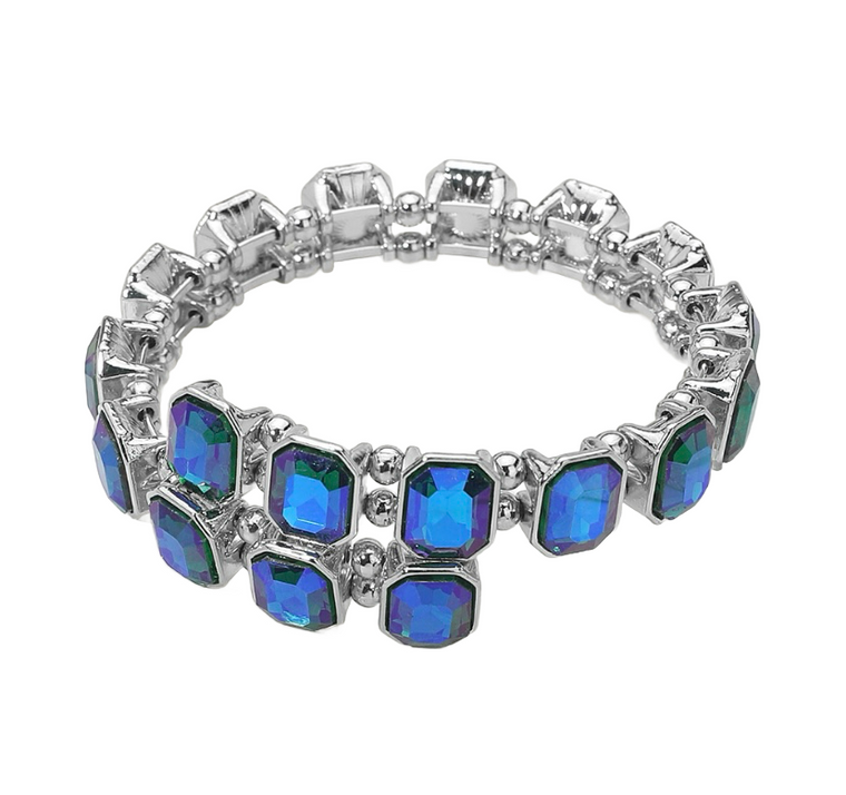 Elite Palace Stone Cluster Link Evening Bracelet AB Blue