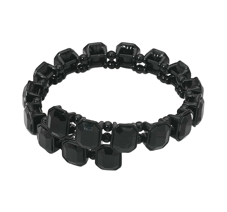 Elite Palace Stone Cluster Link Evening Bracelet Black