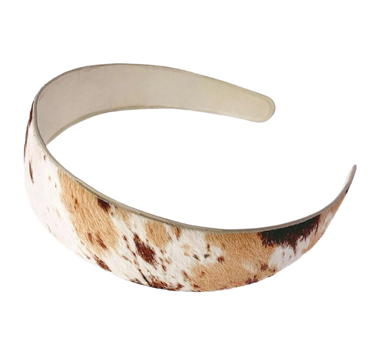 Western Flair Leather Animal Print Headband Brown Multi