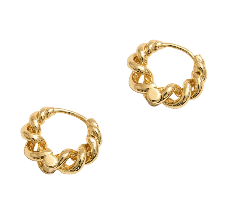 Hugglance Twisted Huggie Hoop Earrings Gold