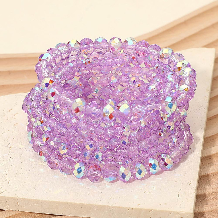 Stacked in Sparkle 10PCS - Faceted Beaded Stretch Multi Layered Bracelets