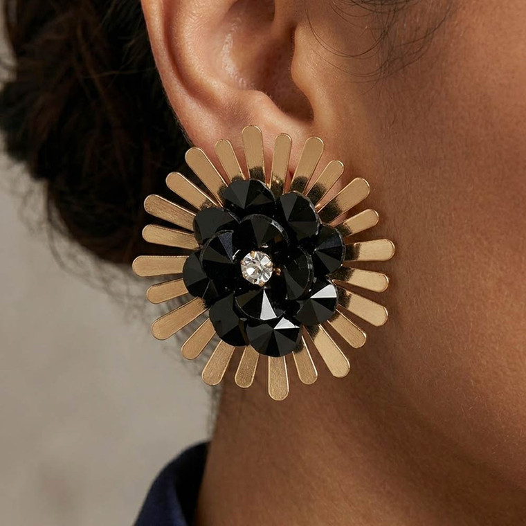 Modern Bloom Bold Structured Floral Statement Earrings
