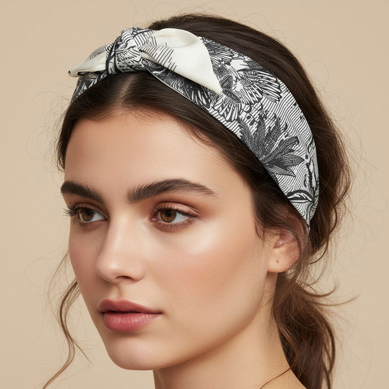 Wildflower Wings Wide Abstract Floral Butterfly Printed Knot Headband