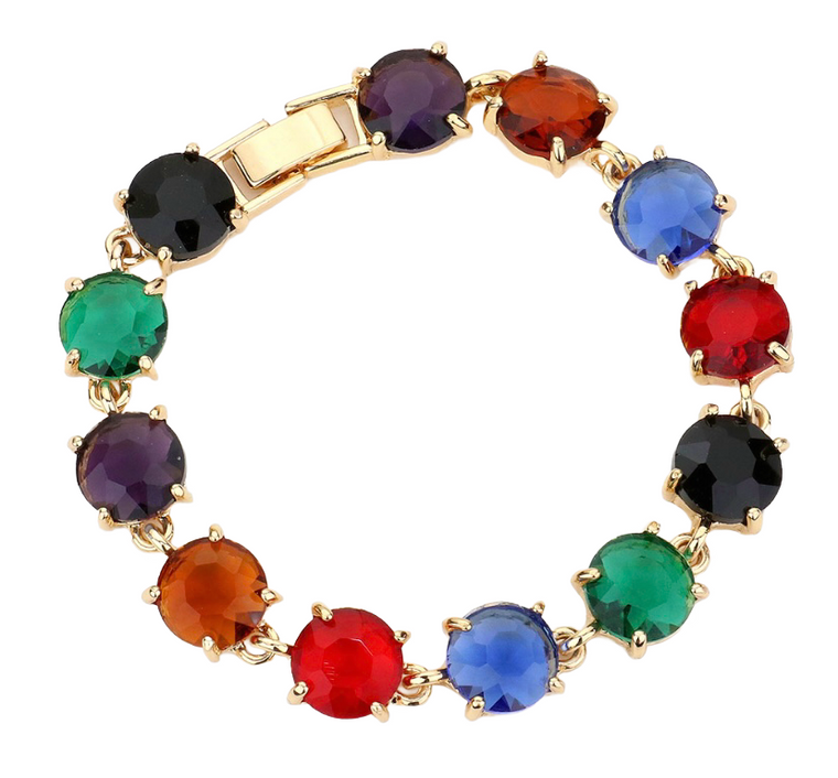 Palace Galore Round Stone Link Evening Bracelet - Dark Multi