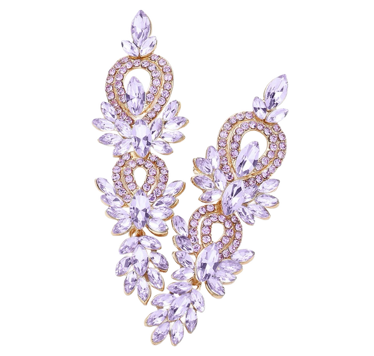 Timeless Heritage Marquise Stone Accented Evening Earrings -Lavender