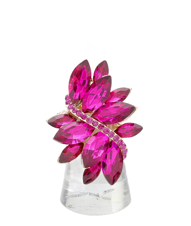 I Am Speechless Marquise Crystal Stretch Ring - Fuchsia