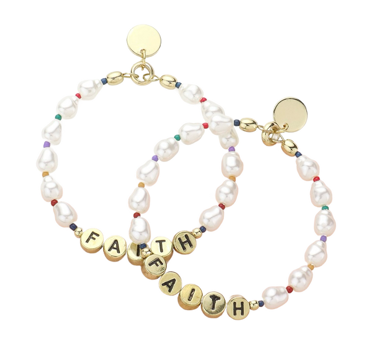Light of Faith Message Pearl Beaded Earrings - Multi