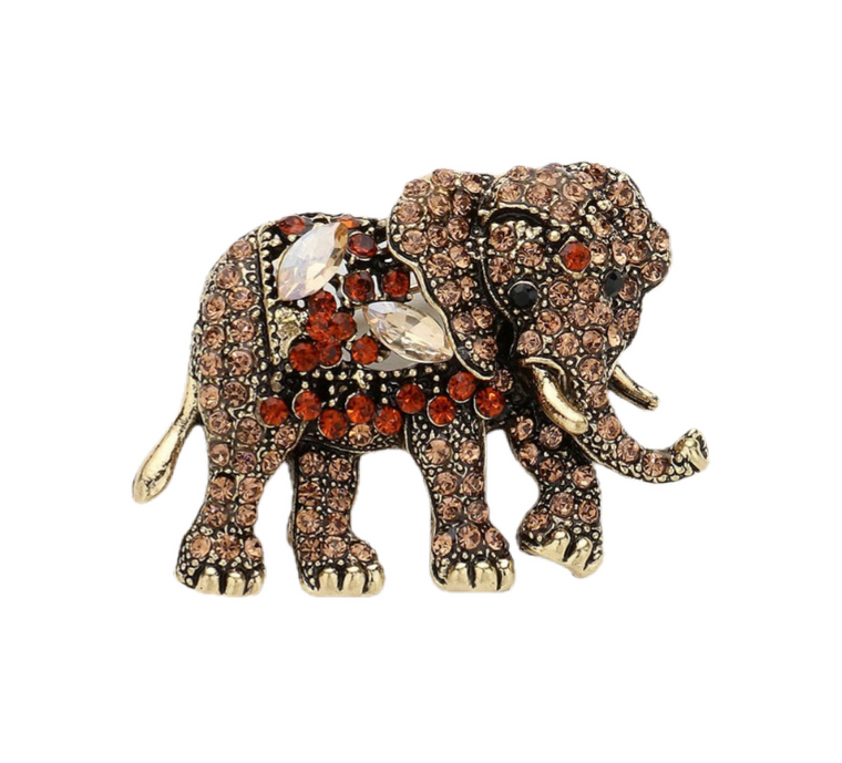 Prismatic Elephant Stone Embellished Brooch - Lt Topaz