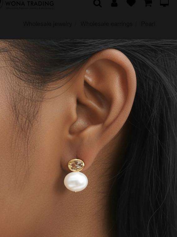 Alice Glow 14K Gold Dipped CZ Sparkle Pearl Earrings - Gold